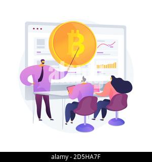 Illustrazione del vettore di concetto astratto dei corsi di negoziazione di criptovaluta. Illustrazione Vettoriale