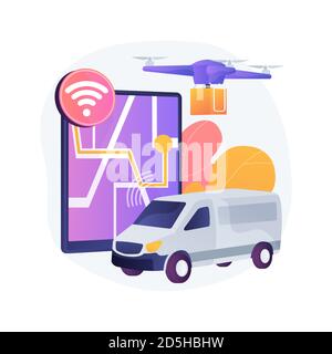 Illustrazione vettoriale del concetto astratto di distribuzione autonoma. Illustrazione Vettoriale