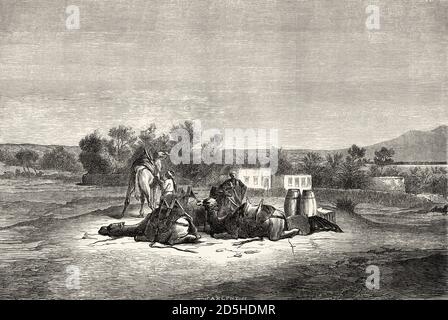 Moses Spring (Oyun Musa), vicino a Suez nella penisola del Sinai, Egitto. Antico XIX secolo inciso da Travels in Sinai le Tour du Monde 1864 Foto Stock