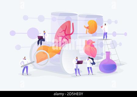 Illustrazione vettoriale del concetto di organi coltivati in laboratorio Illustrazione Vettoriale