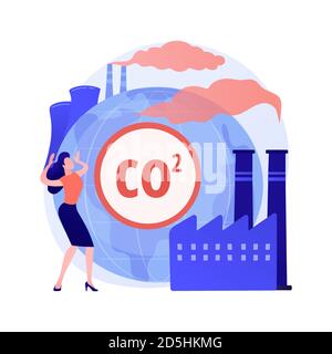 Illustrazione vettoriale del concetto astratto delle emissioni globali di CO2. Illustrazione Vettoriale