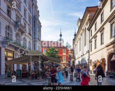 Praha: Corsia Karlova, Chiesa di San Salvatore (Kostel Nejsvětějšího Salvátora) a stare Mesto, Città Vecchia, Praha, Prag, Praga, Ceco Foto Stock