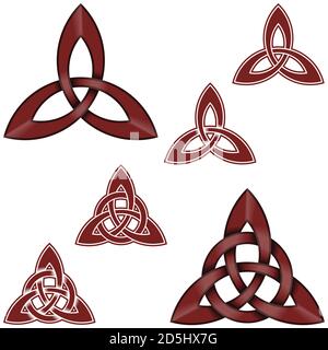 Illustrazione del simbolo wicca, triquetra intrecciata con cerchio, tutto su sfondo bianco Illustrazione Vettoriale