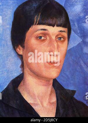 Petrov-Vodkin Kuzma - Ritratto di Anna Akhmatova - Scuola Russa - 19 ° secolo Foto Stock