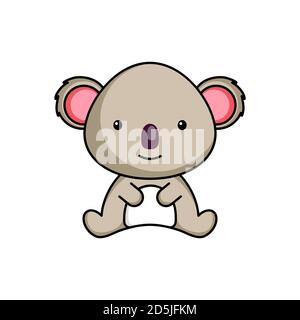 Carino icona koala business su sfondo bianco. Mascot cartoon animale personaggio disegno di album, album, biglietto d'auguri, invito, volantino, adesivo, Illustrazione Vettoriale