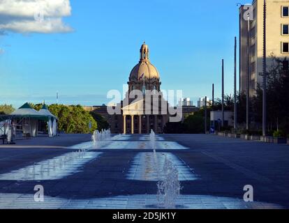 Alberta, Canada - Fontana di Edmonton Legislature Foto Stock