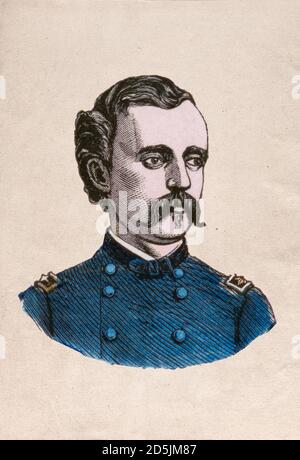 Ritratto del generale Custer. George Armstrong Custer (1839 – 1876) è stato un ufficiale dell'esercito degli Stati Uniti e un comandante della cavalleria nella guerra civile americana e. Foto Stock