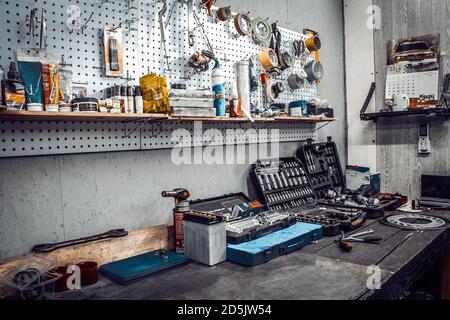 Banco da lavoro officina tavolo 2 scaffali attrezzi garage