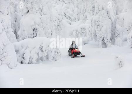 Syote; motoslitta; Finlandia Foto Stock