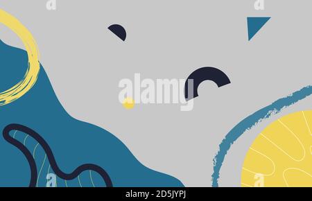 Abstract Graphic cute art background in giallo tenue, blu e blu colori per cancelleria e pubblicità, biglietti di auguri o per fare liste, logo, pianificatori Illustrazione Vettoriale
