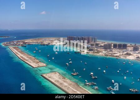 Maschio; dall'aria; Maldive Foto Stock