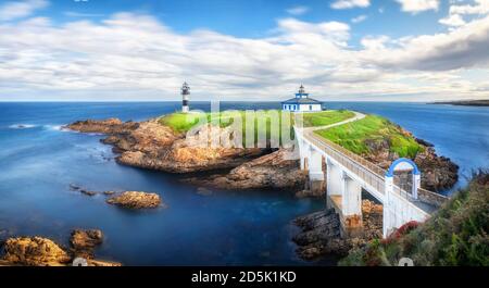 Punto di osservazione dell'isola di Pancha (Miradoiro da Illa Pancha) a Ribadeo, Galizia, Spagna Foto Stock