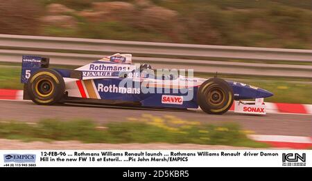 12-FEB-96 ... Rothmans Williams Renault lancio ... Rothmans Williams pilota Renault Damon Hill nella nuova FW 18 a Estoril Foto Stock