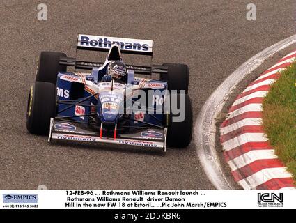 12-FEB-96 ... Rothmans Williams Renault lancio ... Rothmans Williams pilota Renault Damon Hill nella nuova FW 18 a Estoril Foto Stock