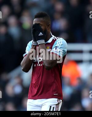 Il Modibo Maiga di West Ham United è sopraffatto dopo aver segnato il loro secondo obiettivo del gioco Foto Stock