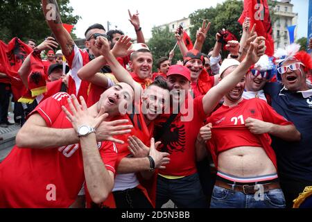 Francia e Albania sostenitori prima del Gruppo UN appuntamento tra Francia e Albania allo Stade Velodrome, 15.06.16. Foto Stock