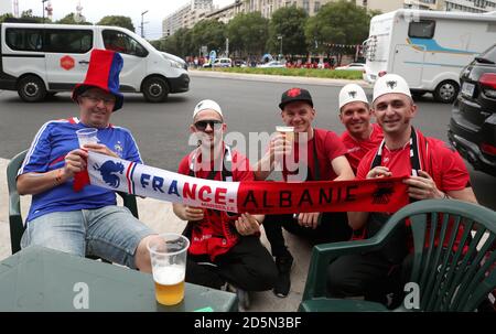 Francia e Albania sostenitori prima del Gruppo UN appuntamento tra Francia e Albania allo Stade Velodrome, 15.06.16. Foto Stock