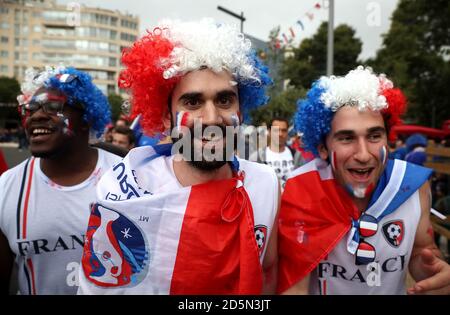 Francia sostenitori prima del Gruppo UN appuntamento tra Francia e Albania allo Stade Velodrome, 15.06.16. Foto Stock