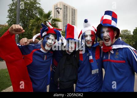 Francia sostenitori prima del Gruppo UN appuntamento tra Francia e Albania allo Stade Velodrome, 15.06.16. Foto Stock