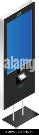 Chiosco di distributori automatici con schermo vuoto immagine vettoriale realistica Illustrazione Vettoriale