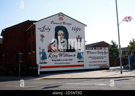 Il principe William III murale, Sandy Row, Belfast, Nordirland/ Irlanda del Nord (nur fuer redaktionelle Verwendung. Keine Werbung. Referenzdatenbank: http Foto Stock