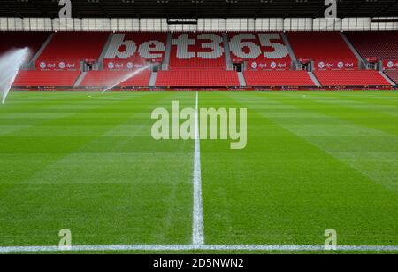 Una vista dello Stadio Bet365, casa dello Stoke City FC Foto Stock