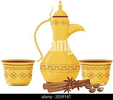 Golden dallah cartoon illustrazione vettoriale Illustrazione Vettoriale