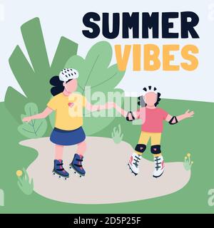 Attività sportive all'aperto social media post mockup Illustrazione Vettoriale