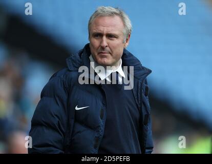 Il manager di Coventry City Mark Venus durante il gioco contro Rochdale Foto Stock