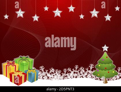 Illustrazione del tema rosso di Natale in stile cartone animato Illustrazione Vettoriale