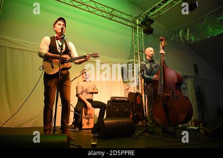 Il brivido Collins gioca nel bar Final Flight a Cheltenham Ippodromo Foto Stock