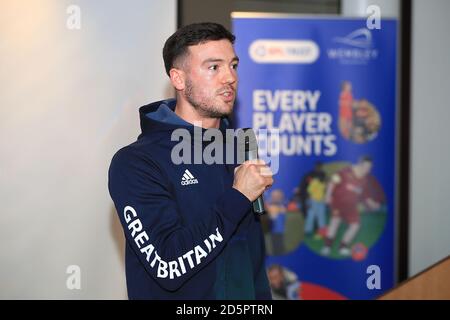 Il calciatore paralimpico Jack Rutter durante l'EFL ogni giocatore conta Avviare Foto Stock