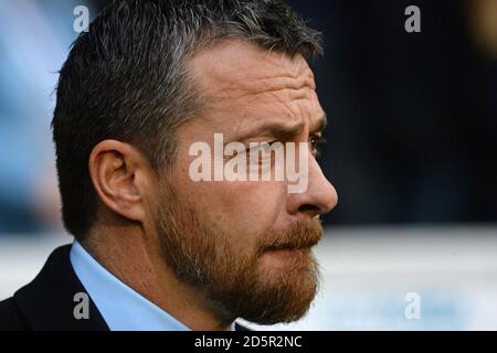 Il manager di Fulham Slavisa Jokanovic durante la partita del campionato Sky Bet al Craven Cottage di Londra Foto Stock