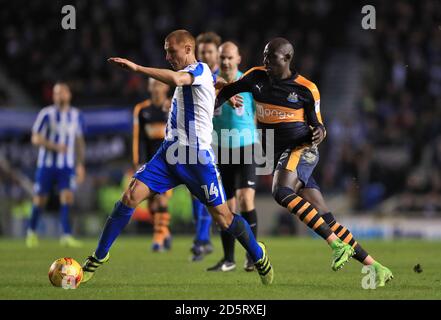 Brighton & Hove Albion's Steve Sidwell (a sinistra) e Newcastle United's. Mohamed DIAME in azione Foto Stock