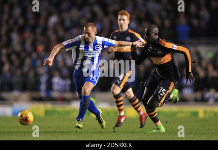 Brighton & Hove Albion's Steve Sidwell (a sinistra) e Newcastle United's. Mohamed DIAME in azione Foto Stock