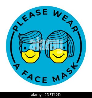 Indossare una maschera chirurgica, medica o antipolvere. Indossare una maschera chirurgica, medica o antipolvere. Vettore Illustrazione Vettoriale