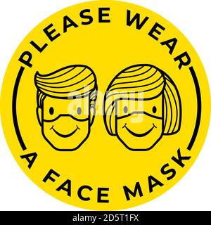 Indossare una maschera chirurgica, medica o antipolvere. Indossare una maschera chirurgica, medica o antipolvere. Vettore Illustrazione Vettoriale