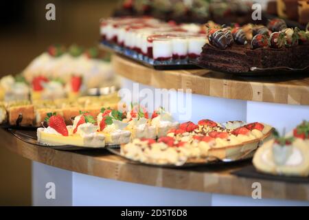 Una vista generale del cibo pronto per essere servito Il ristorante Gold Cup Foto Stock