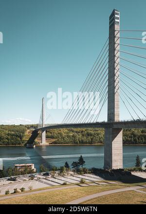 Penobscot Narrows Bridge, vicino a Bucksport, Maine Foto Stock