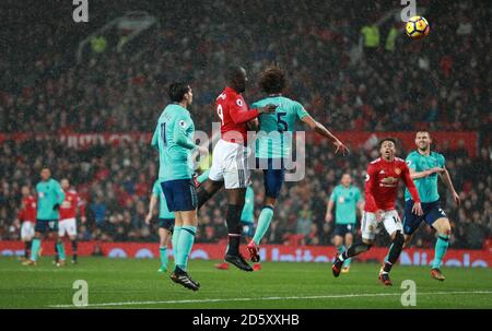 Romelu Lukaku di Manchester United segna il primo gol Foto Stock