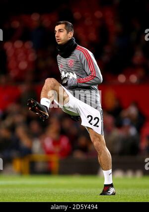 Henrikh Mkhitaryan di Manchester United durante il riscaldamento Foto Stock