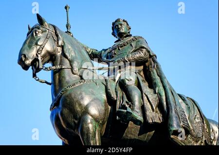 Germania, Baviera, Ratisbona, statua equestre Re Ludovico I. Foto Stock