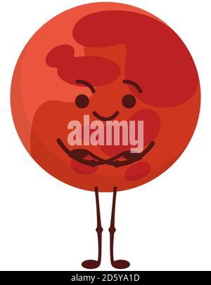 Marte in stile cartoon. Carino carattere spazio. Illustrazione Vettoriale