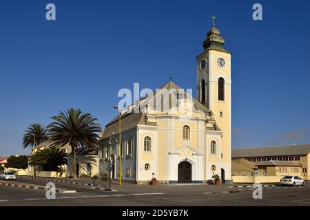Africa, Namibia, Provincia di Erongo, Swakopmund, chiesa luterana coloniale tedesca Foto Stock