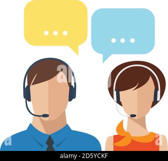 Gli operatori di telecomunicazioni professioni avatar per gli operatori di computer avatar maschili e femminili. Illustrazione Vettoriale