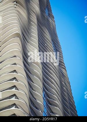 Stati Uniti d'America, Illinois, Chicago, Aqua Tower, alto edificio residenziale, facciata Foto Stock