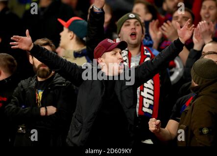 Gli appassionati di Mosca CSKA negli stand Foto Stock