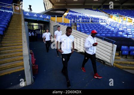 I giocatori di Fulham arrivano al St Andrew's Stadium prima della partita del campionato Sky Bet contro Birmingham City. Foto Stock