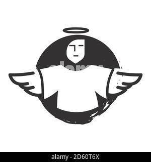 uomo personalizzato creativo con ali per ispirazione design con logo angelo illustrazione vettoriale Illustrazione Vettoriale
