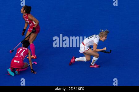 Il Belgio Louise Versavel festeggia il suo quarto gol Foto Stock